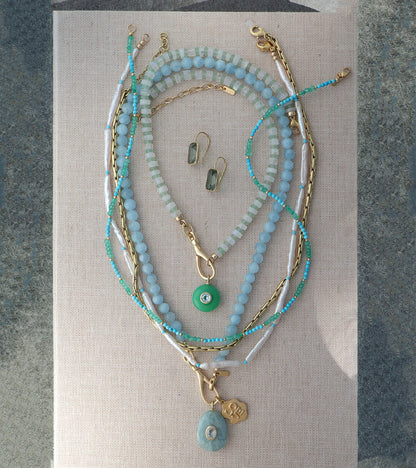 Delicate Turquoise and Green Aventurine Gemstone Necklace