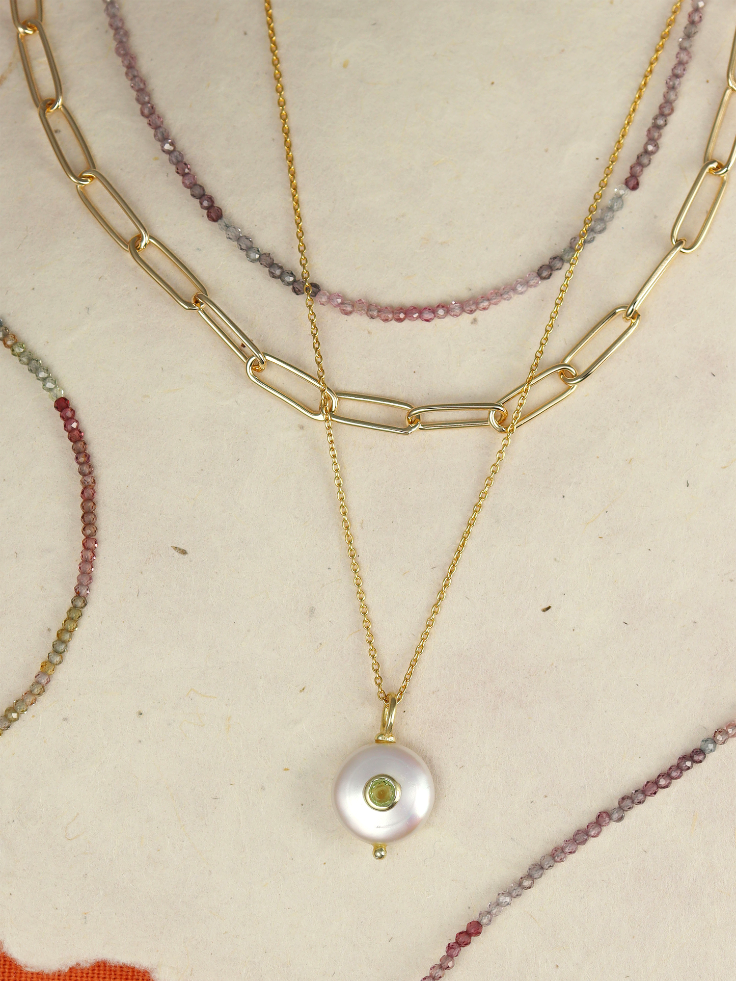 Cherie Mini Pearl & Peridot Pendant Necklace