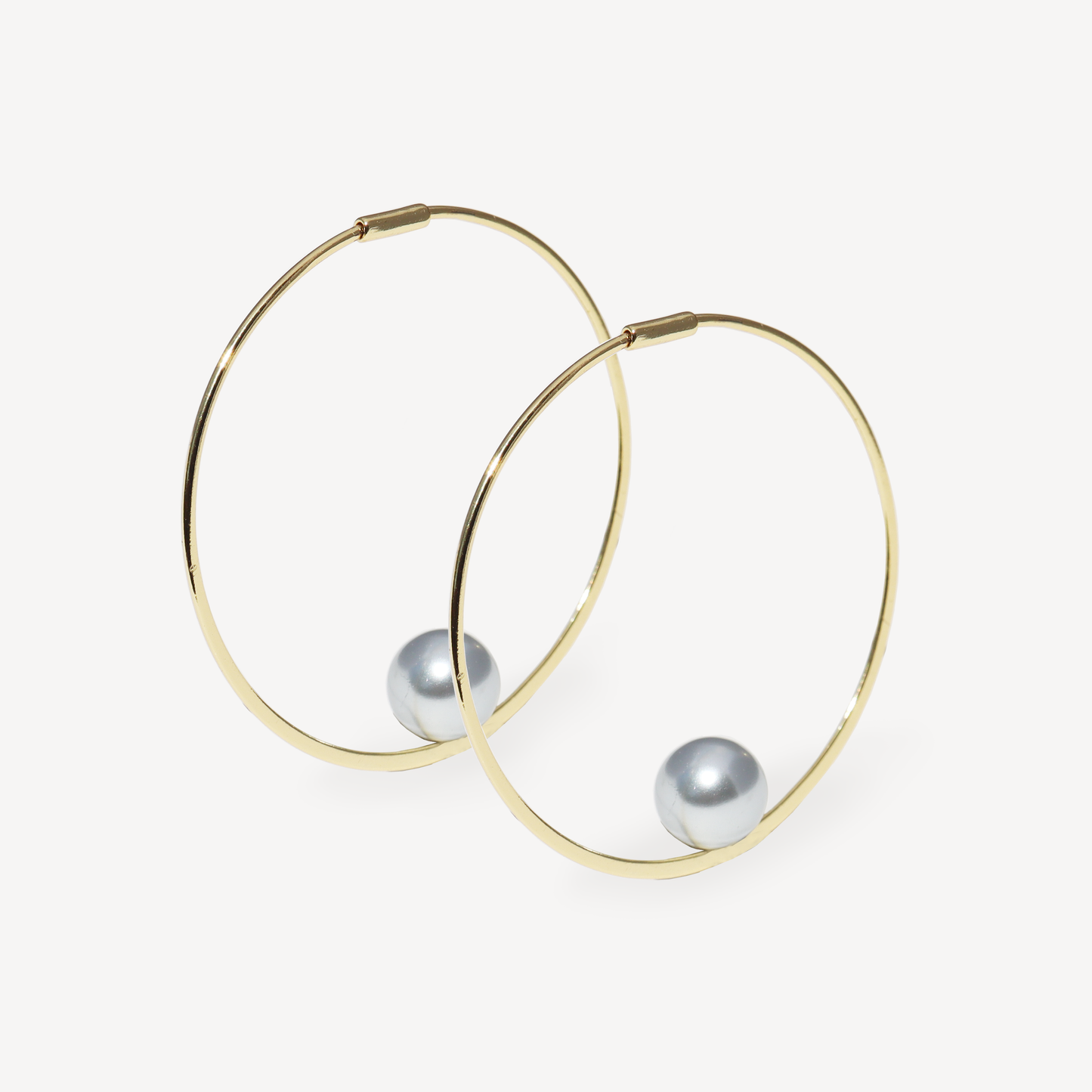 Sterling Grey Pearl Threader Hoop