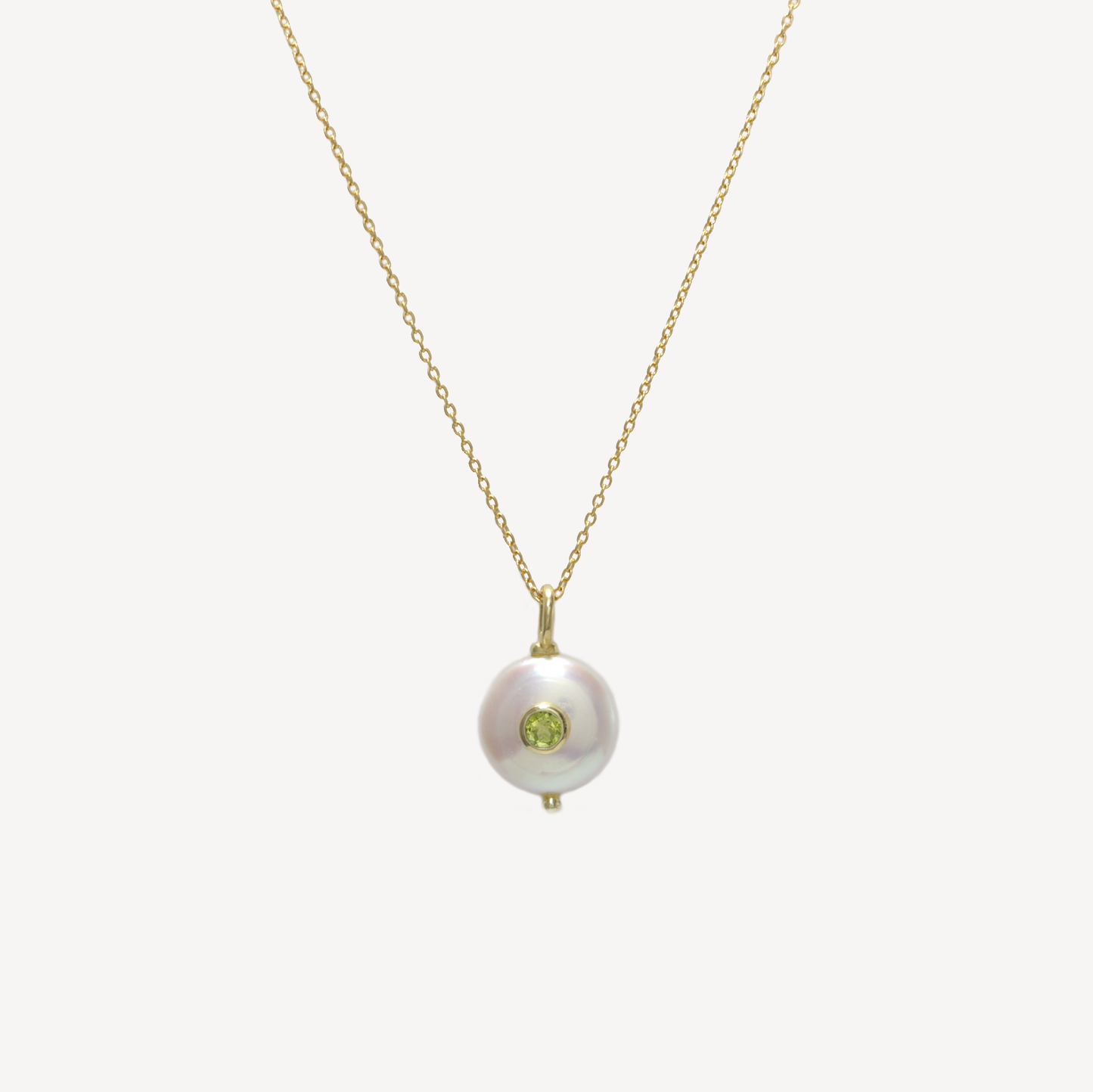 Cherie Mini Pearl & Peridot Pendant Necklace