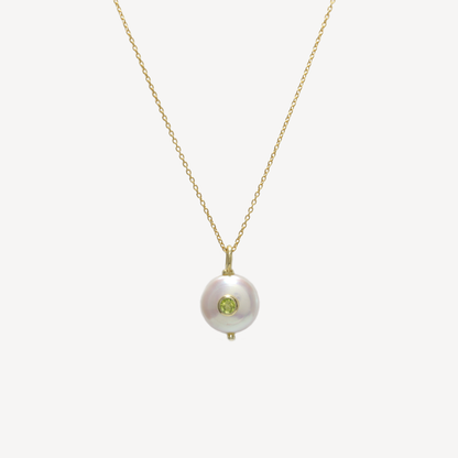 Cherie Mini Pearl & Peridot Pendant Necklace