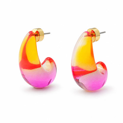 Pink Ombré Resin Statement Earrings
