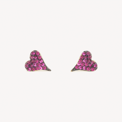 Pink Heart and Soul Pave Studs