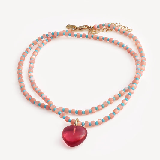 Palma Pink Quartz Heart Necklace