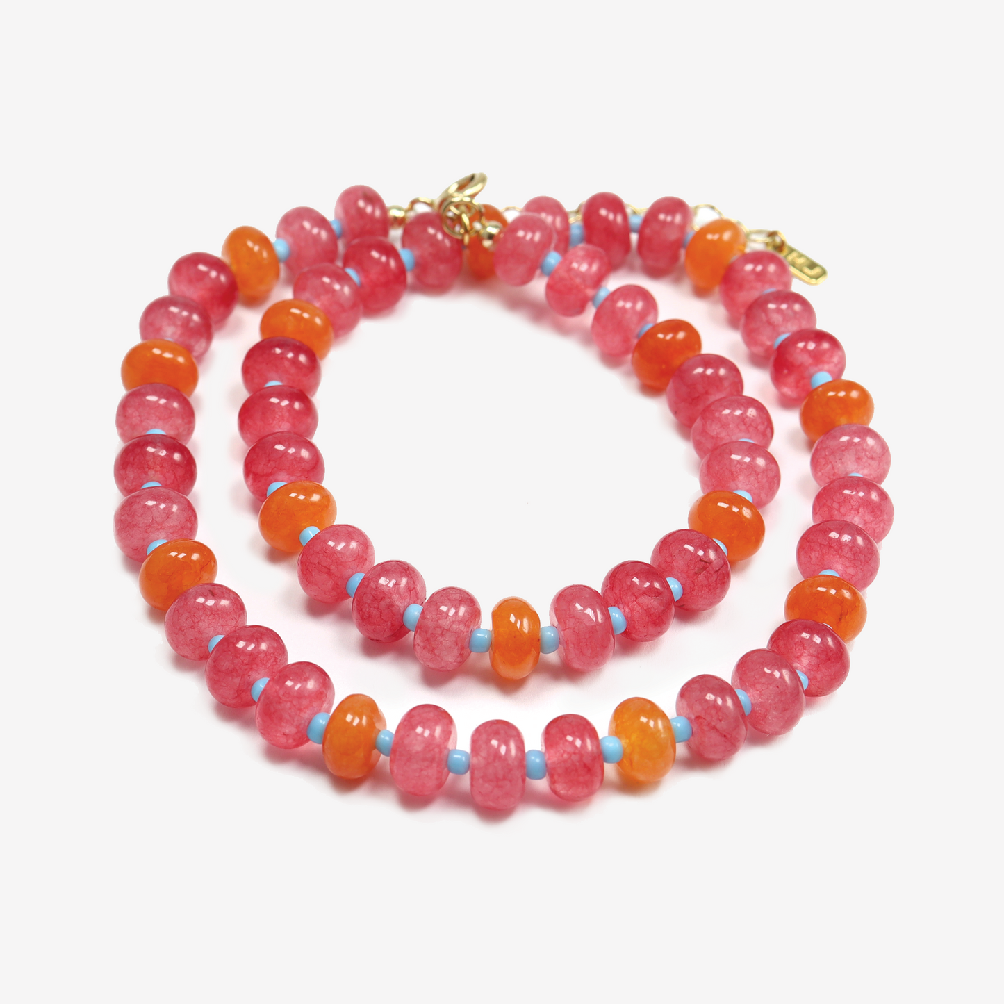 Jellybean Pink and Orange Gemstone Necklace