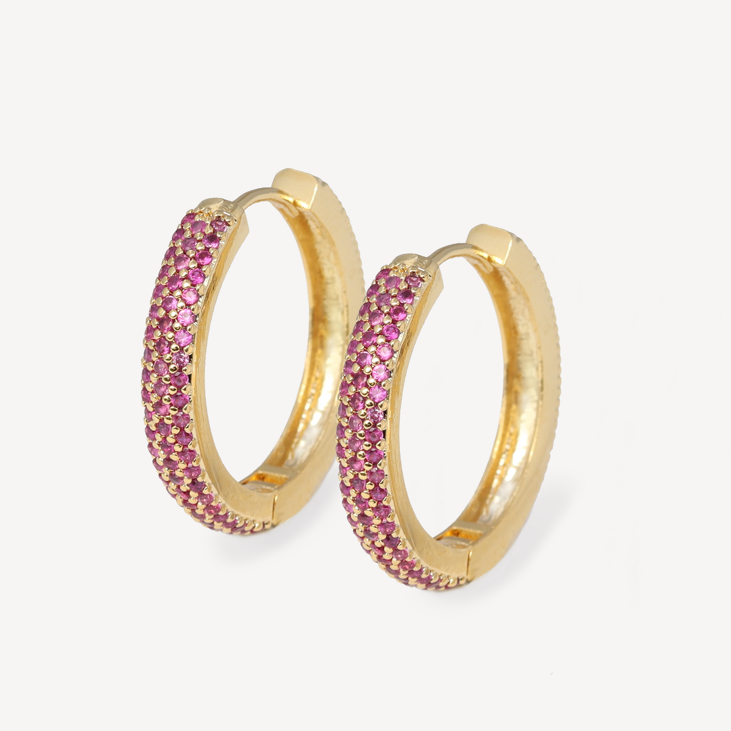 Pamela Pink Pave Hoop Earrings