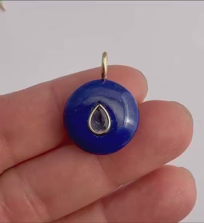 Medium Amie Round Lapis Pendant (No Chain)