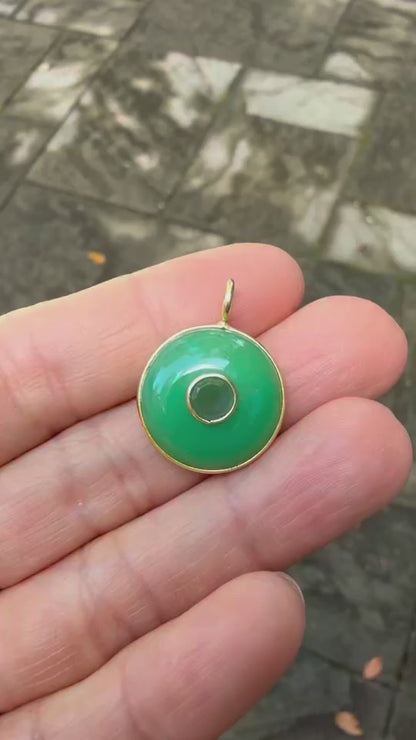 Medium Amie Round Chrysoprase Pendant (No Chain)