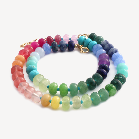 Rainbow Jade Beaded Necklace