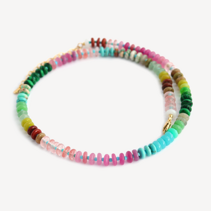Rainbow Rondelle Disc Necklace