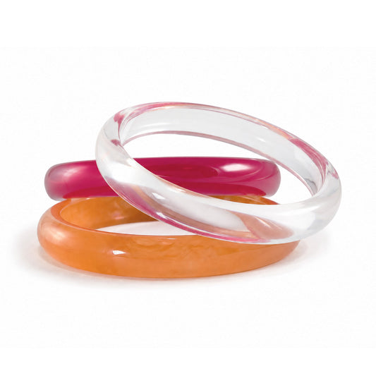 Raspberry Tortoise Resin Bangle Set