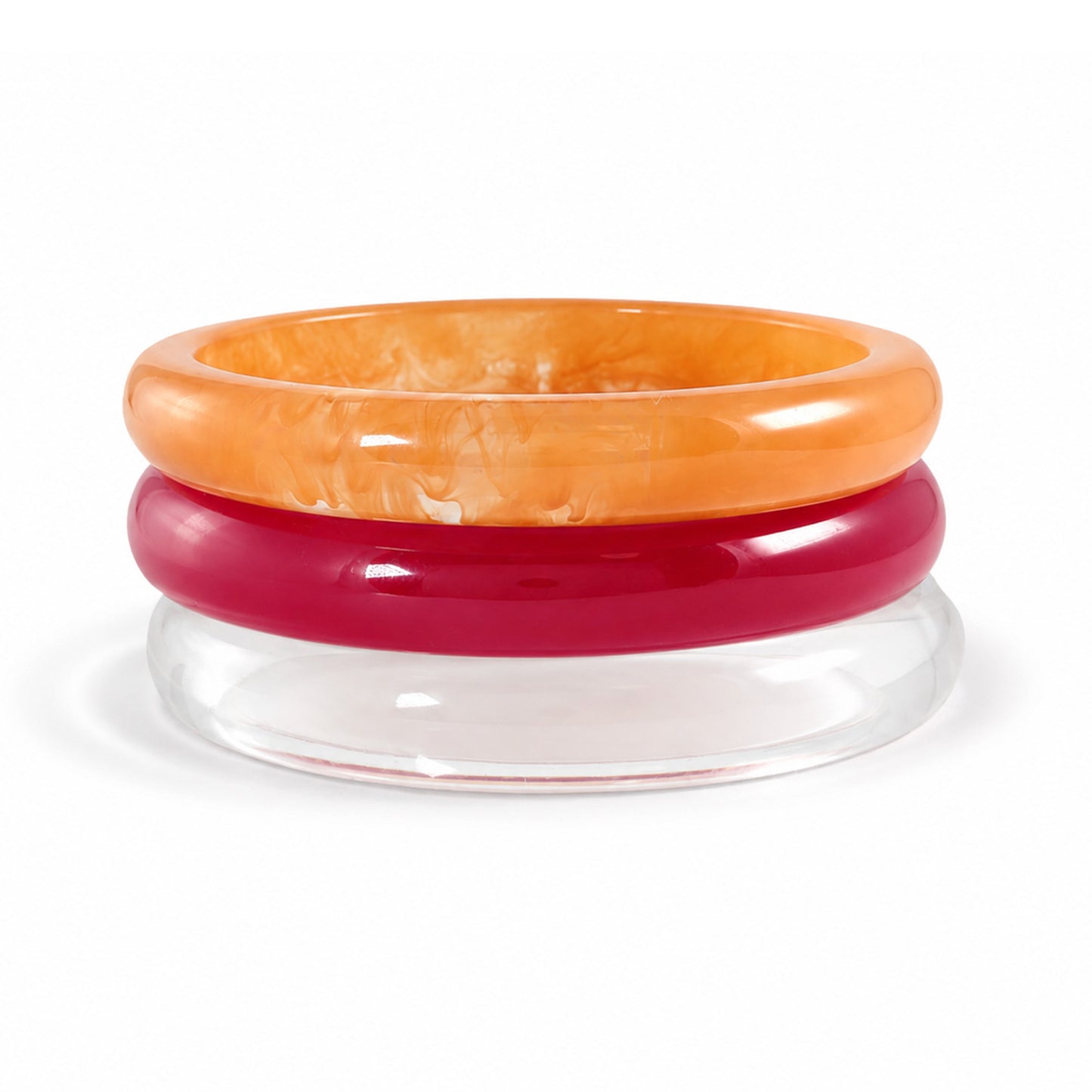Raspberry Tortoise Resin Bangle Set
