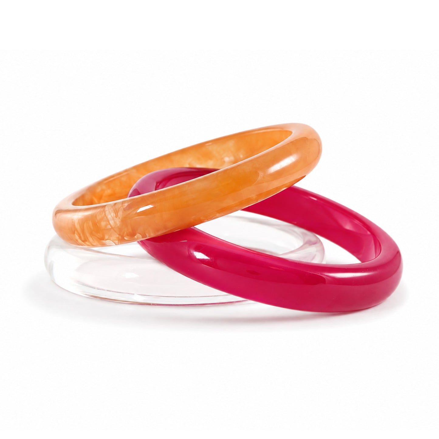 Raspberry Tortoise Resin Bangle Set