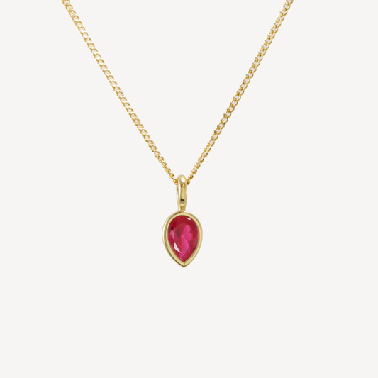 July Ruby Birthstone Necklace