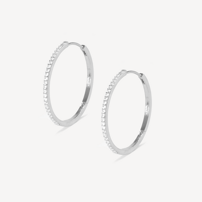 Silver Maya Pave Hoop Earrings