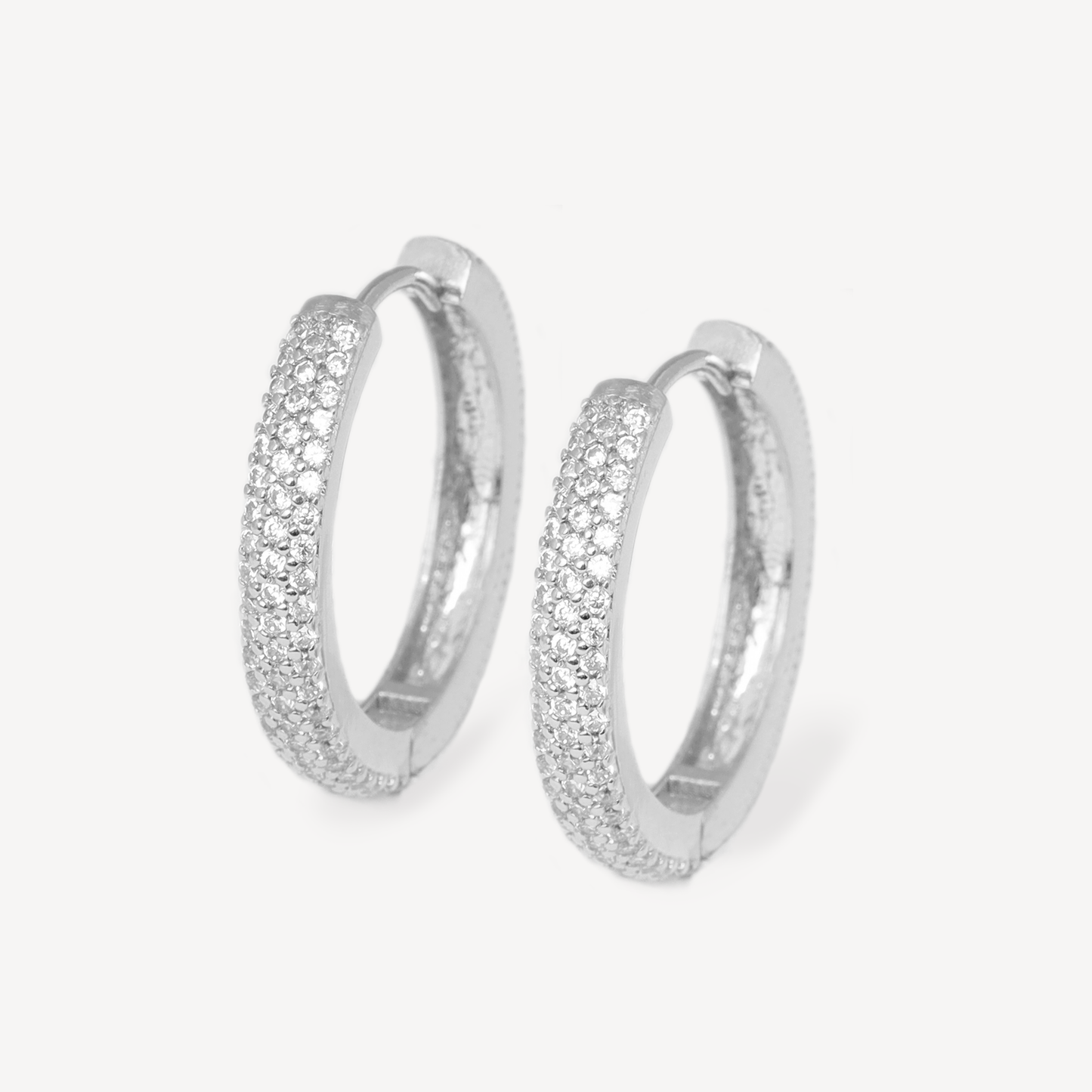 Silver Pamela Pave Hoop Earring