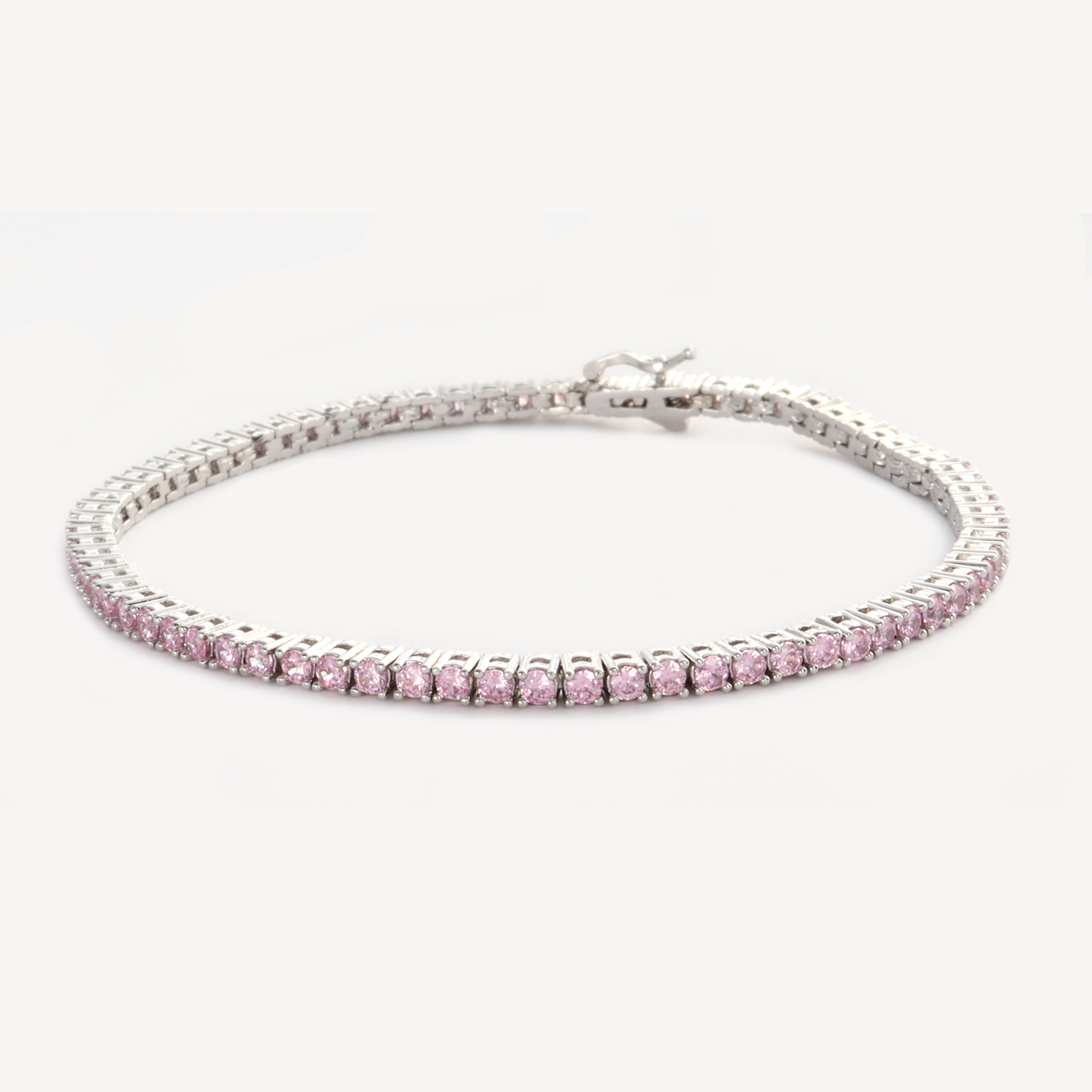 Silver Parker Tennis Bracelet with Pink CZ