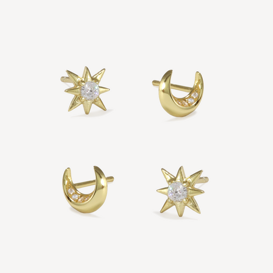 Moon and Stars Stud set