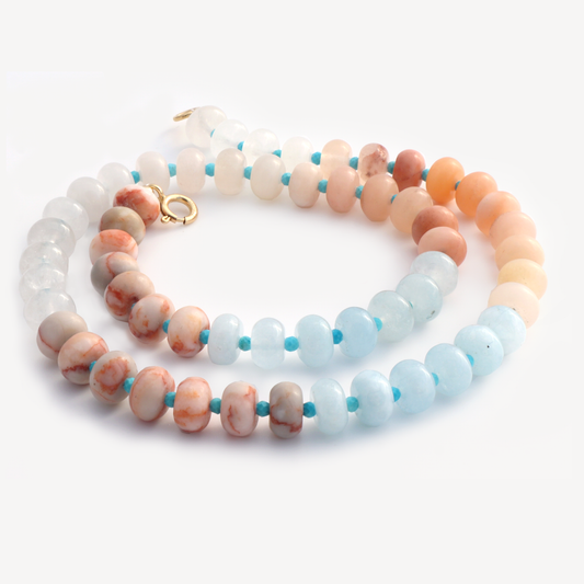 Neutral Rainbow Jade Beaded Necklace