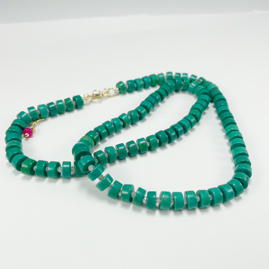 Turquoise and Moonstone Rolo Gemstone necklace