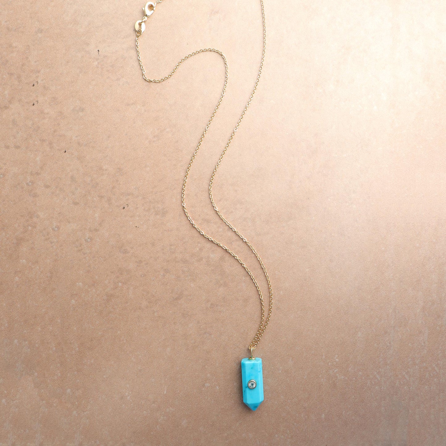 Turquoise Crystal Point Pendant Necklace