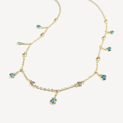 Sky Shaky Bezeled Turquoise and Cz Necklace