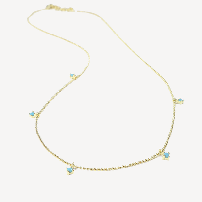 Veda Micro Beaded Turquoise Station Necklace