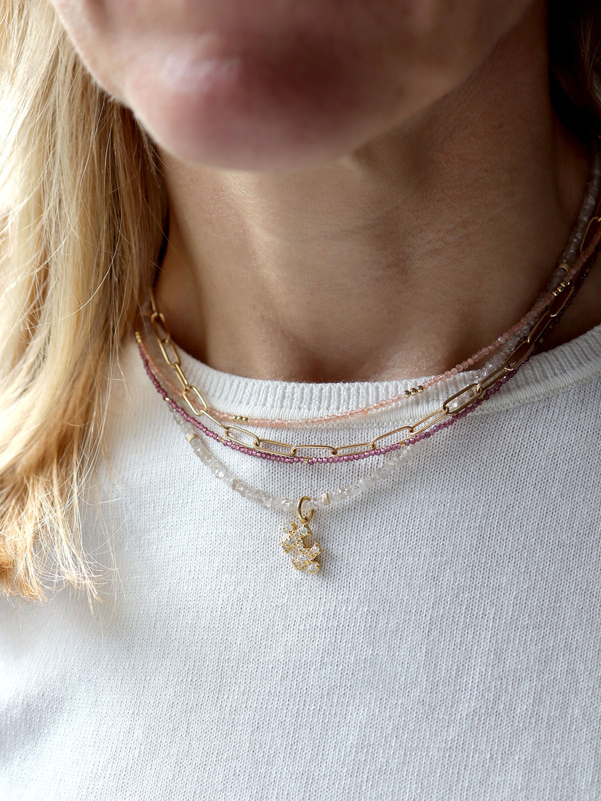 Delicate Peach Zircon Necklace