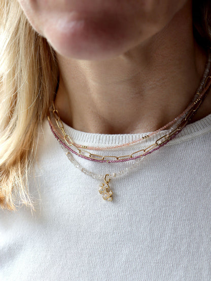 Delicate Peach Zircon Necklace